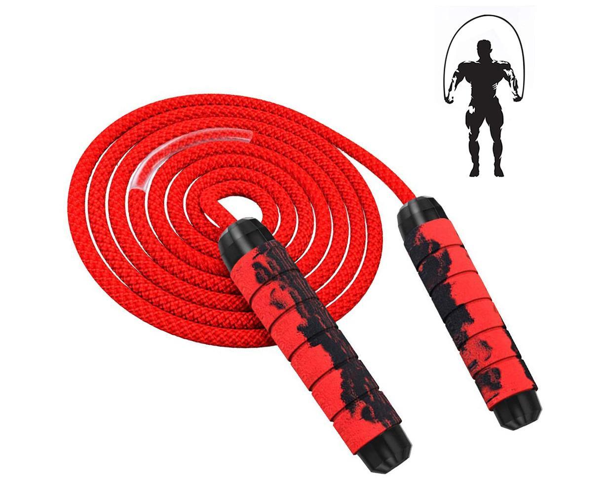 Weighted Jump Rope for Adult Fitness - Long for Cardio Exercise Workouts, Non-Slip Handles - Red - Image 1