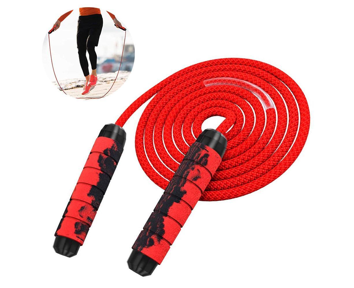 Weighted Jump Rope for Adult Fitness - Long for Cardio Exercise Workouts, Non-Slip Handles - Red - Image 2