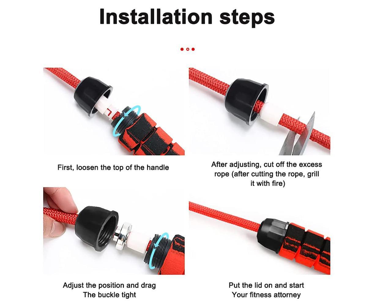 Weighted Jump Rope for Adult Fitness - Long for Cardio Exercise Workouts, Non-Slip Handles - Red - Image 8