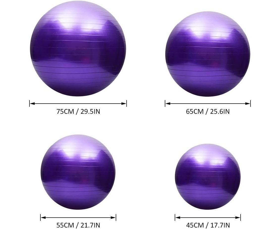 Yoga ball, anti-burst, thickened, stability, balance ball, pilates, barre, physiotherapy, exercise ball, gift, air pump - Diameter 65 cm - Image 3