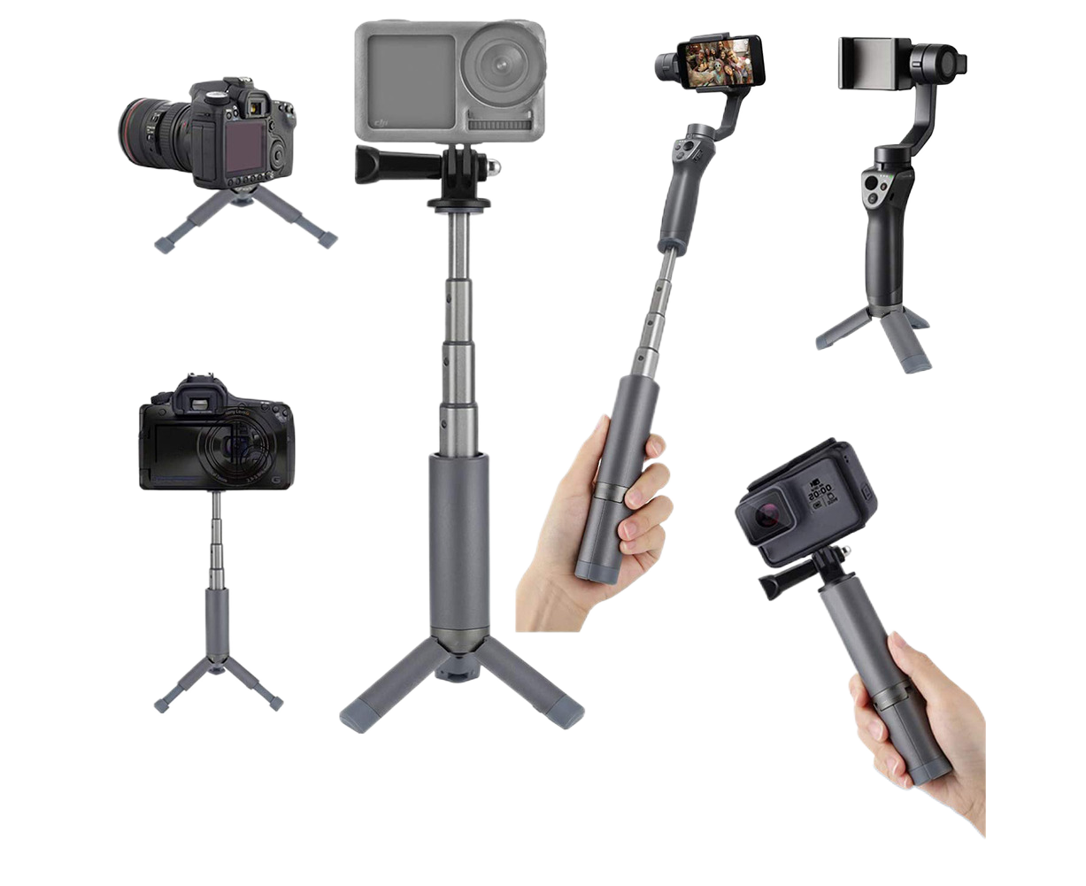 Portable Sport Camera Holder Stand Selfie Stick Mini Tripod for DJI OSMO Action Silver Grey - Image 1