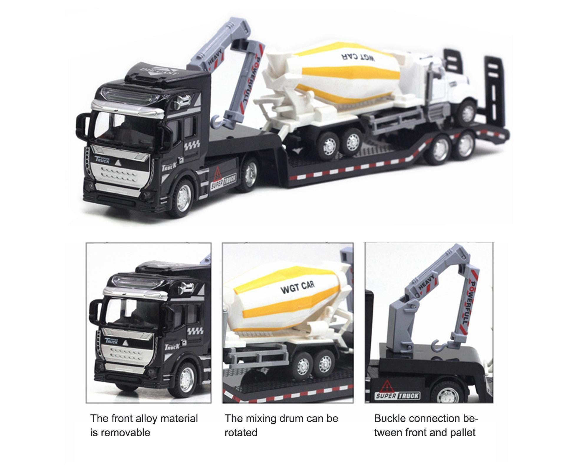 Pull-back Design Construction Trailer Model Moving Joints Detachable Head Construction Trailer Vehicle Model for Boy and Girls - Image 4