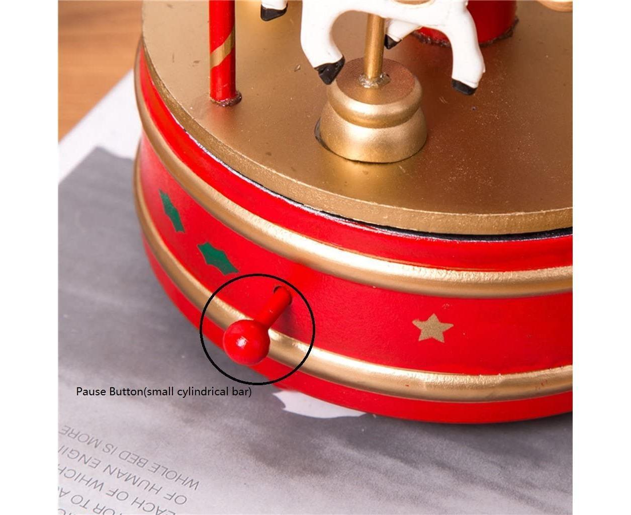 Vintage Carousel 4 Horses Winding Mechanical Music Box Toy-Red - Image 5