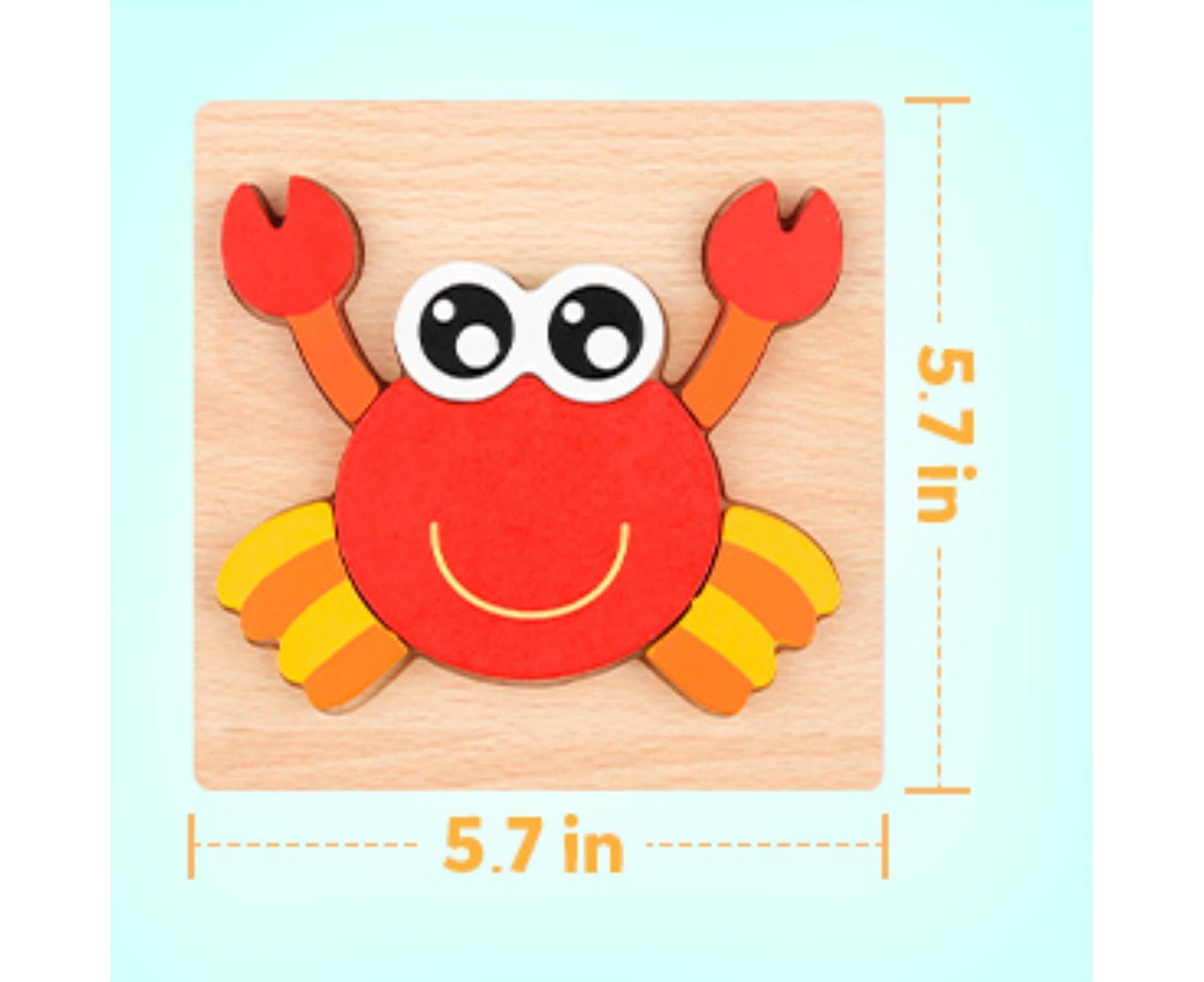 Wooden Jigsaw Puzzle Set, 6 Pack Animal Shape Color Montessori Toy, Fine Motor Skill Early Learning Gift - Image 2
