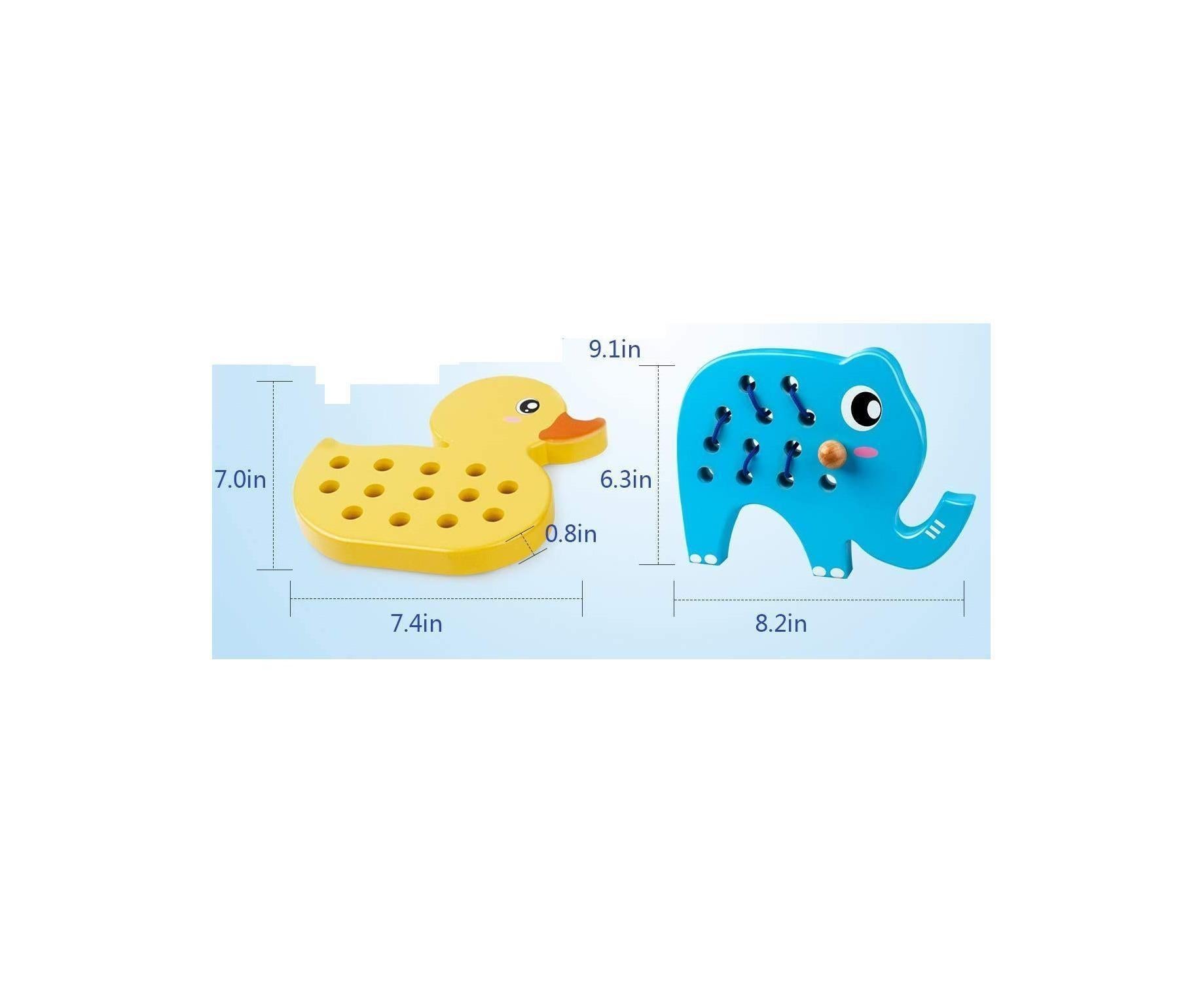 Wooden Lacing Duck And Elephant, 2Pcs Animals Fine Motor Skills Threading Toys, Airplane Car Travel Game Montessori Cognition Preschool Puzzle Gift For Yea - Image 3