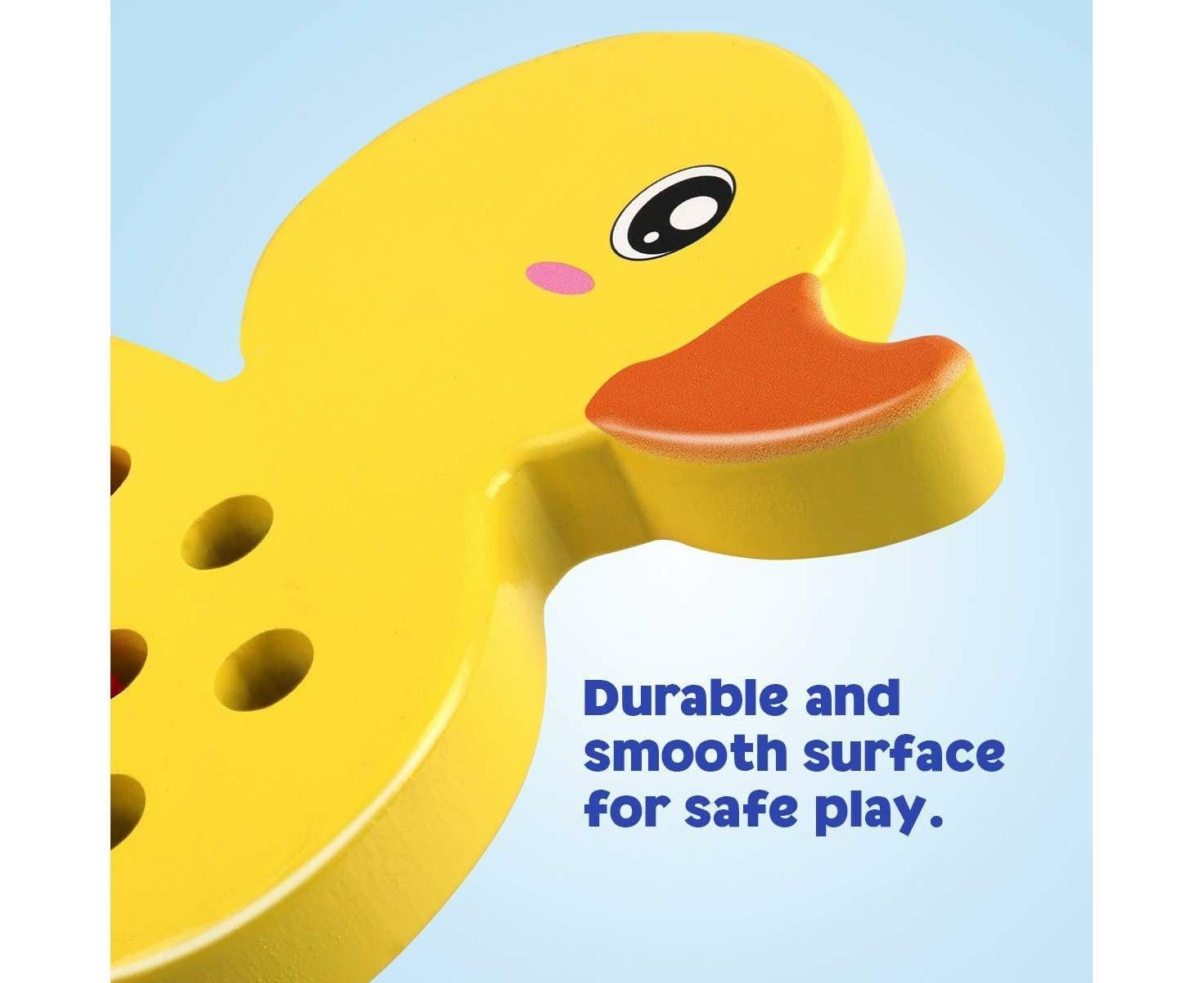 Wooden Lacing Duck And Elephant, 2Pcs Animals Fine Motor Skills Threading Toys, Airplane Car Travel Game Montessori Cognition Preschool Puzzle Gift For Yea - Image 4