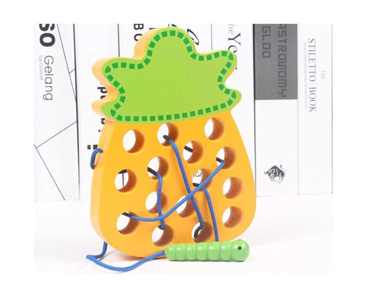 Wooden Lacing Watermelon Threading Toys Wood Block Puzzle Travel Game Early Learning Gift - Image 2
