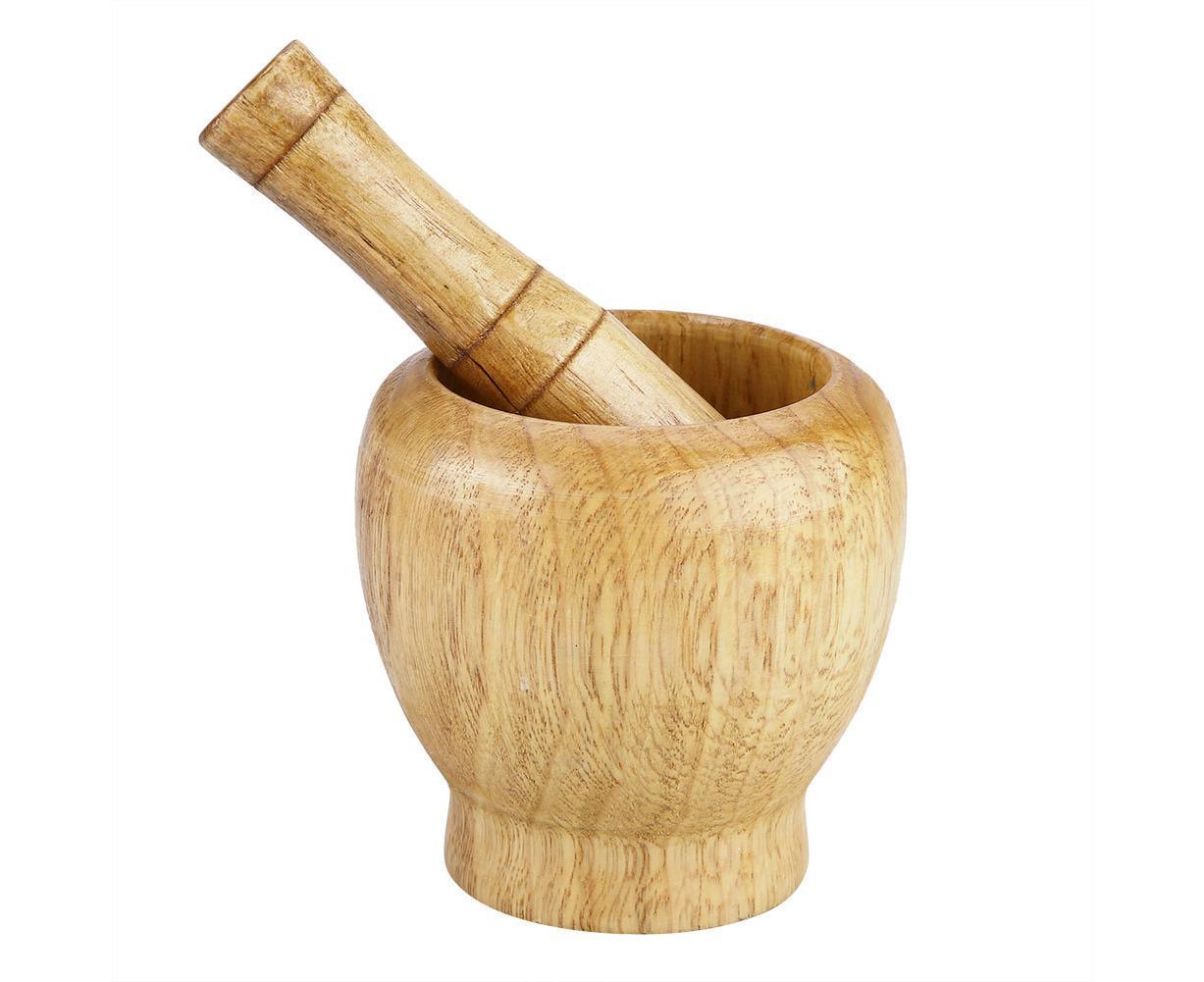 Kitchen Hand Manual Wood Garlic Ginger Spices Mortar Pestle Set Grinding Bowl Grinder - Image 1