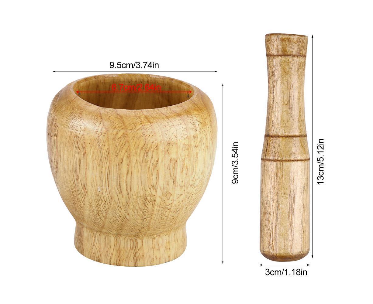 Kitchen Hand Manual Wood Garlic Ginger Spices Mortar Pestle Set Grinding Bowl Grinder - Image 6