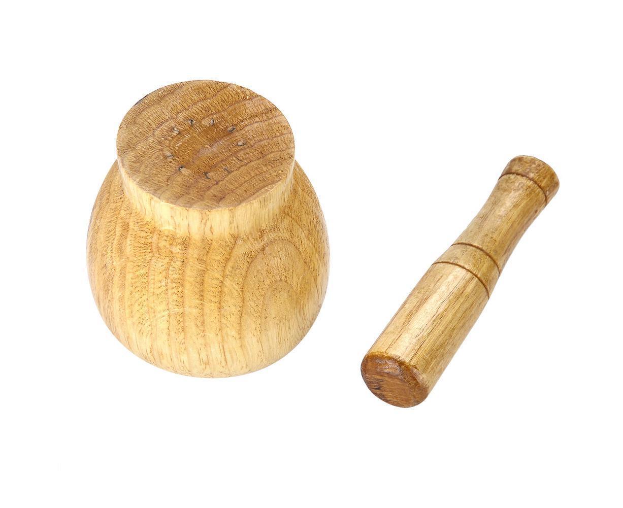 Kitchen Hand Manual Wood Garlic Ginger Spices Mortar Pestle Set Grinding Bowl Grinder - Image 8