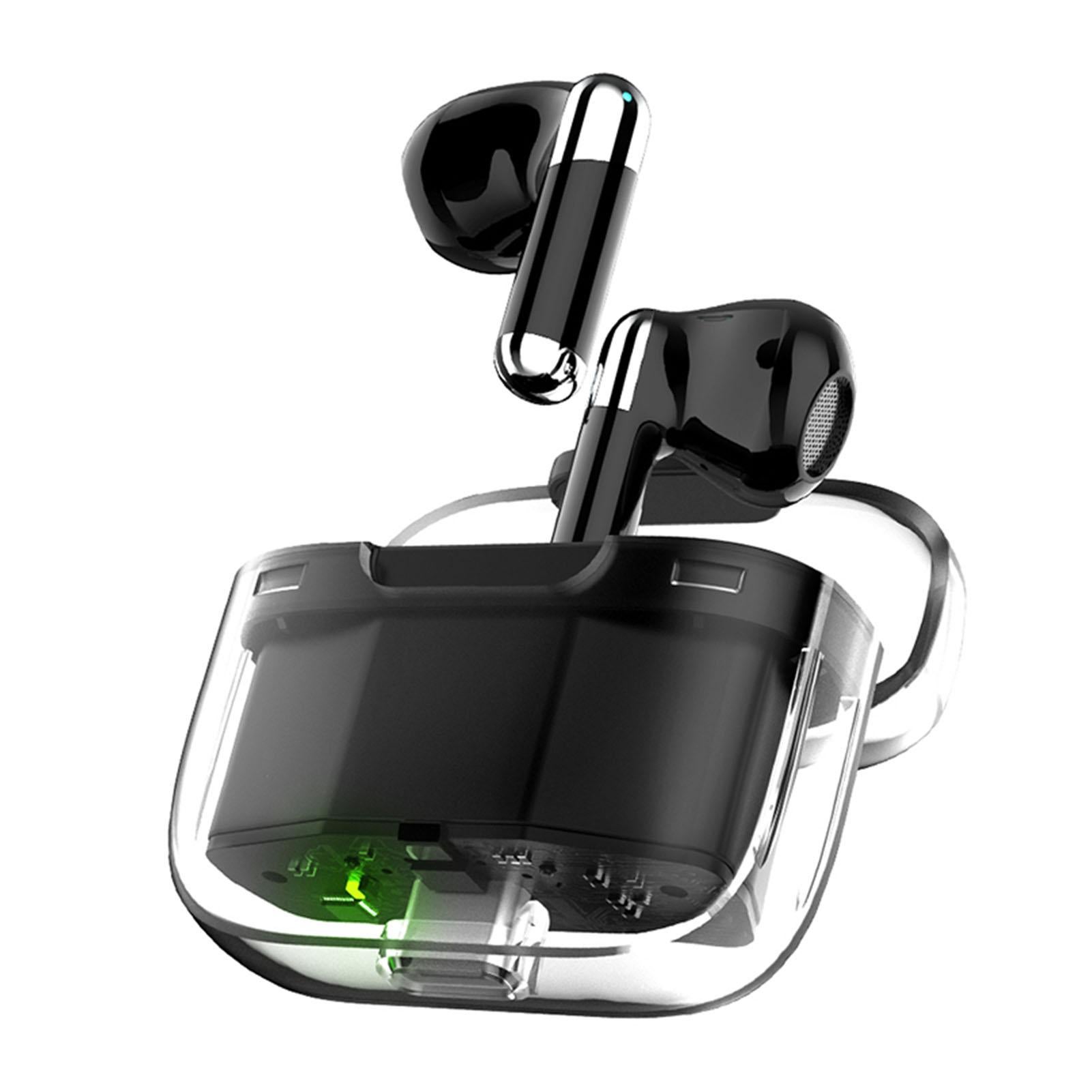 Language Translator Earbuds Bluetooth 5.3 Support 144 Languages Wireless Translator Earphone with Transparent Case Black - Image 1