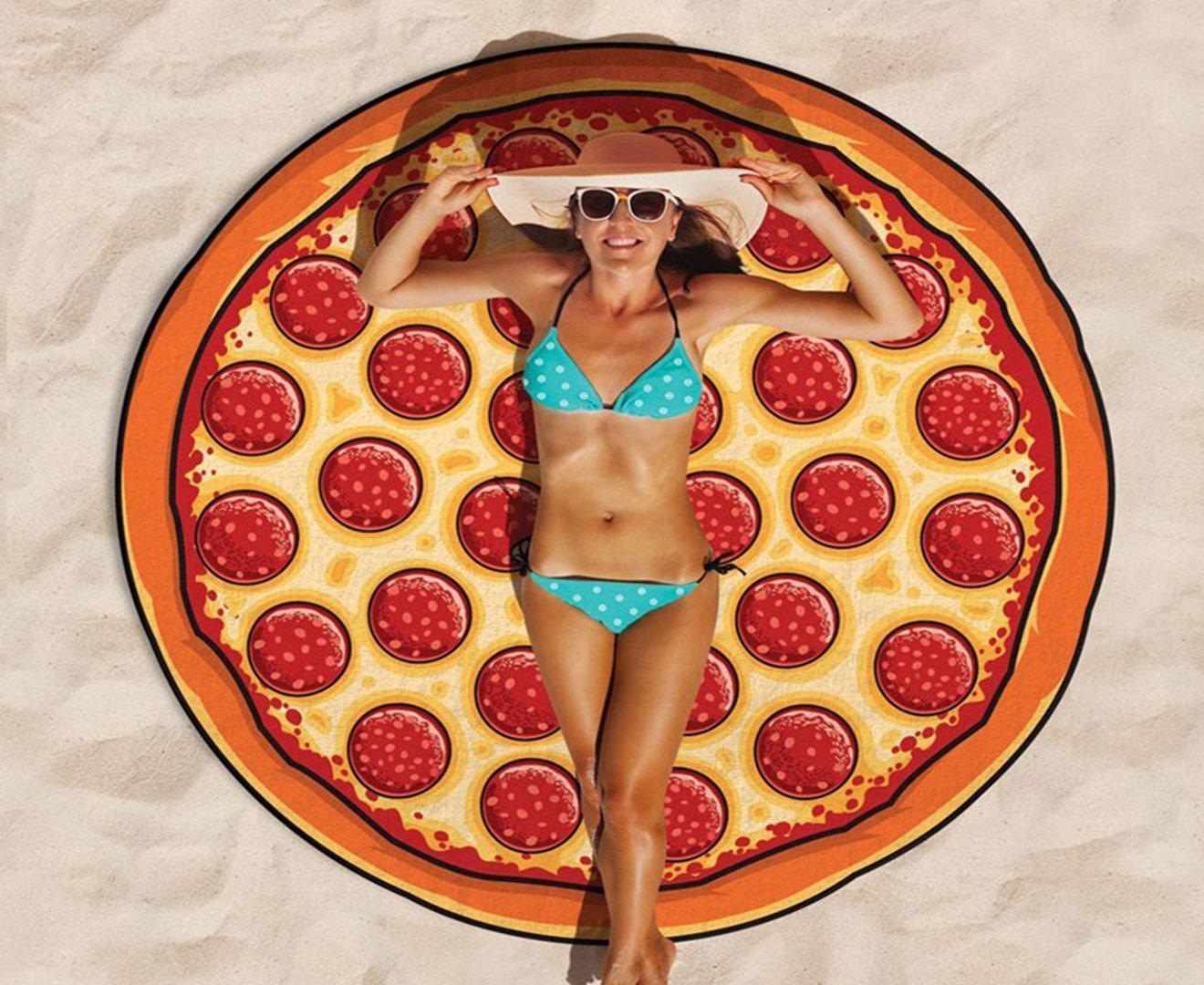 BigMouth Inc. 152cm Gigantic Pizza Beach Blanket Outdoor Pool Travel Mat Round - Image 1
