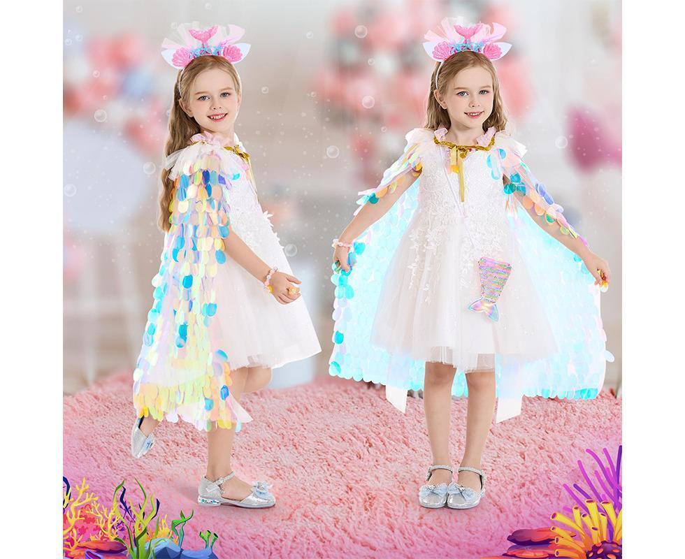 9Pcs Princess Dress-Up Clothes Mermaid Dress-Up Cape Kit - Image 3