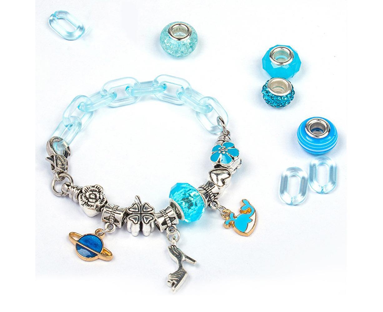 113pcs Bracelet Making Kit DIY Charm Bracelets Kit Jewellery Crafts Set for Girls Gifts - Blue - Image 2