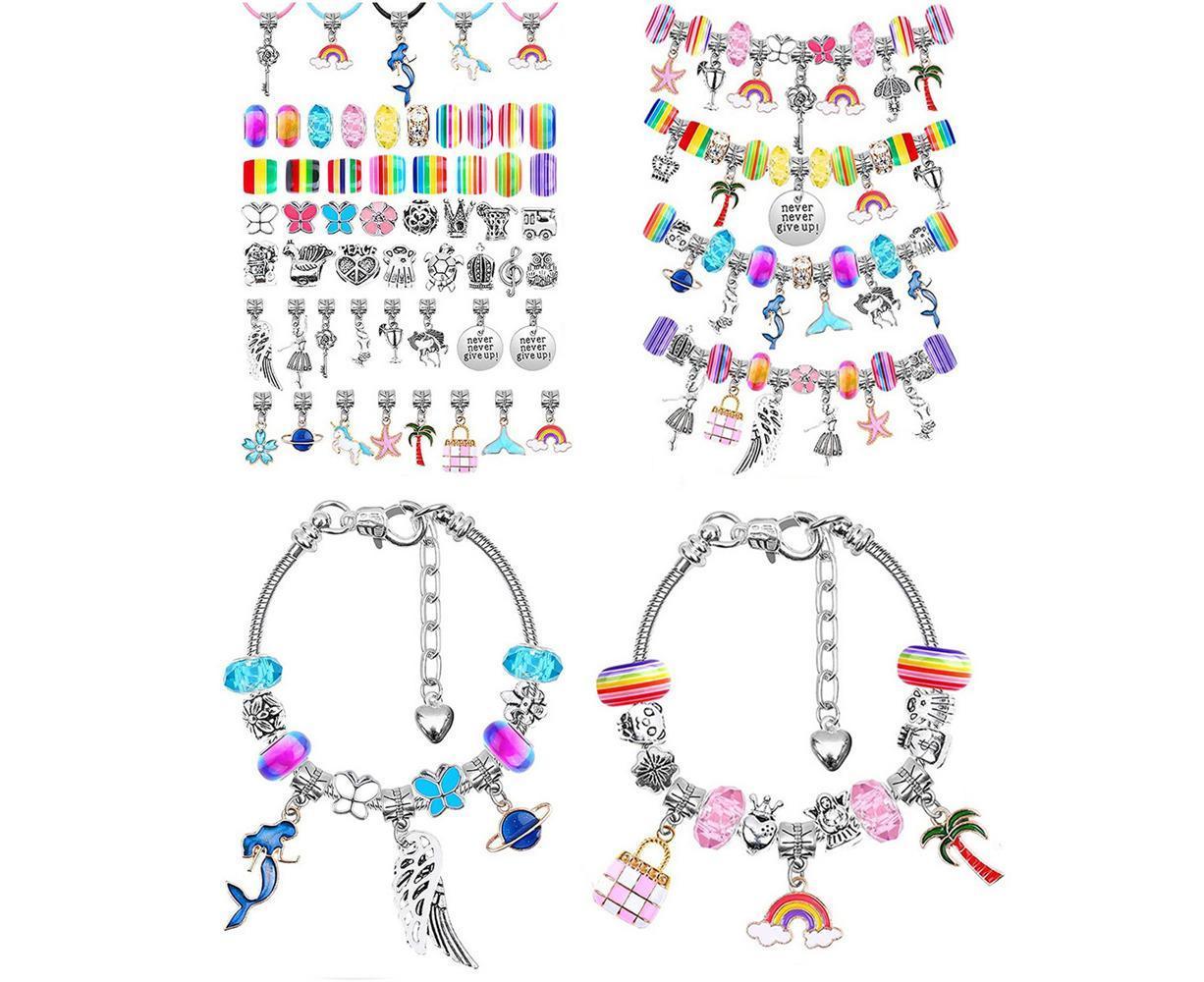 112pcs DIY Charm Jewelry Beads Crafts Bracelet Making Kit Gifts for Girls Xmas - Image 1