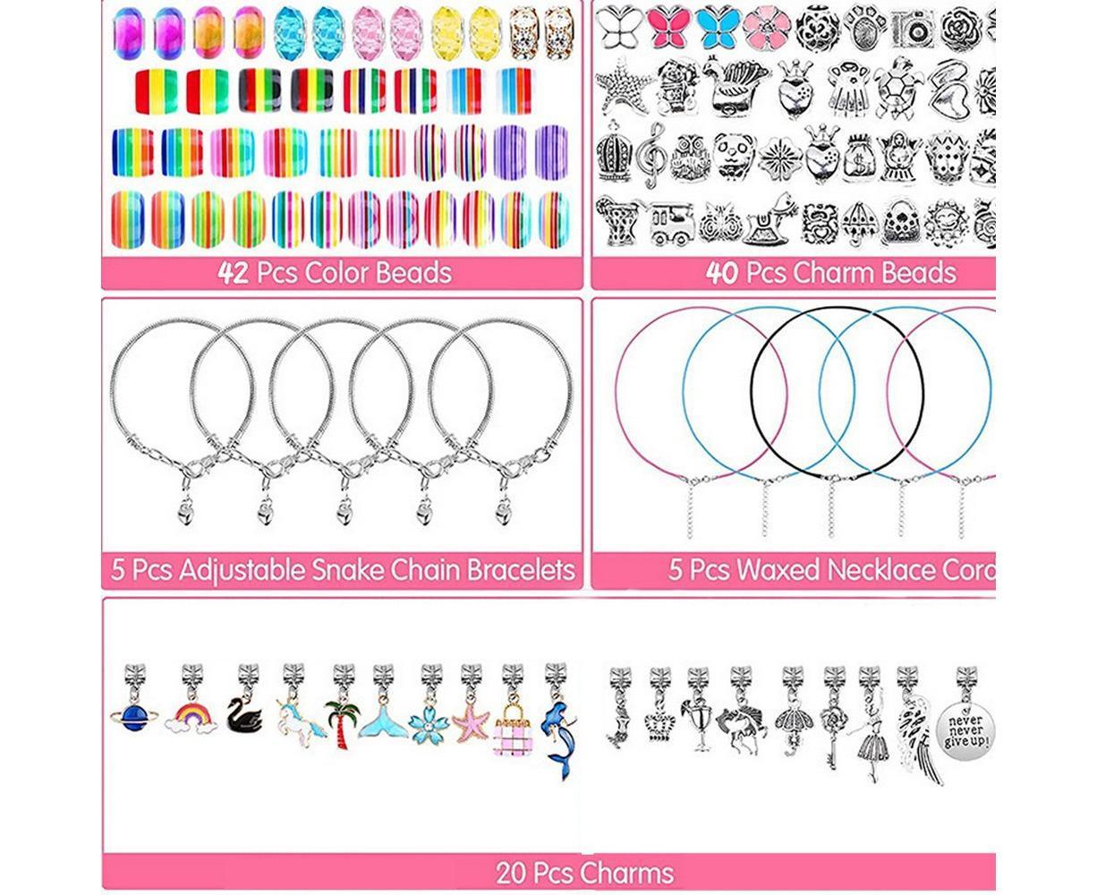 112pcs DIY Charm Jewelry Beads Crafts Bracelet Making Kit Gifts for Girls Xmas - Image 2