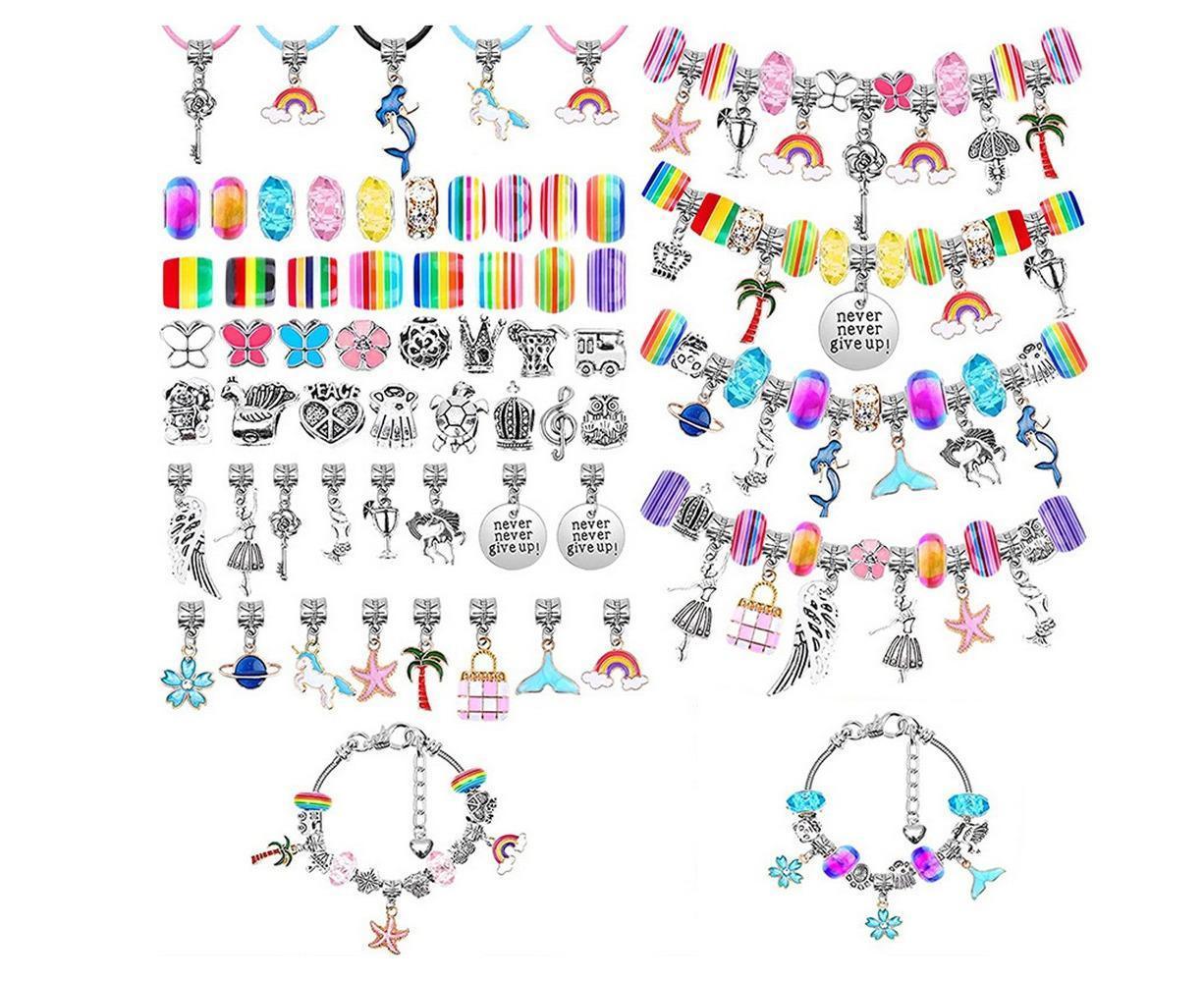 112pcs DIY Charm Jewelry Beads Crafts Bracelet Making Kit Gifts for Girls Xmas - Image 3
