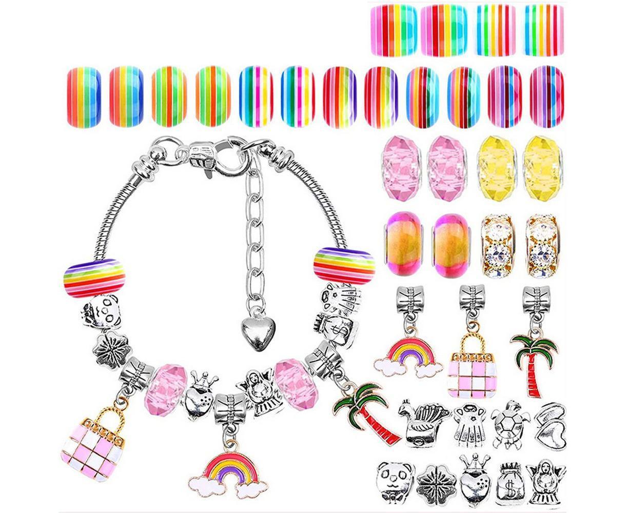 112pcs DIY Charm Jewelry Beads Crafts Bracelet Making Kit Gifts for Girls Xmas - Image 4