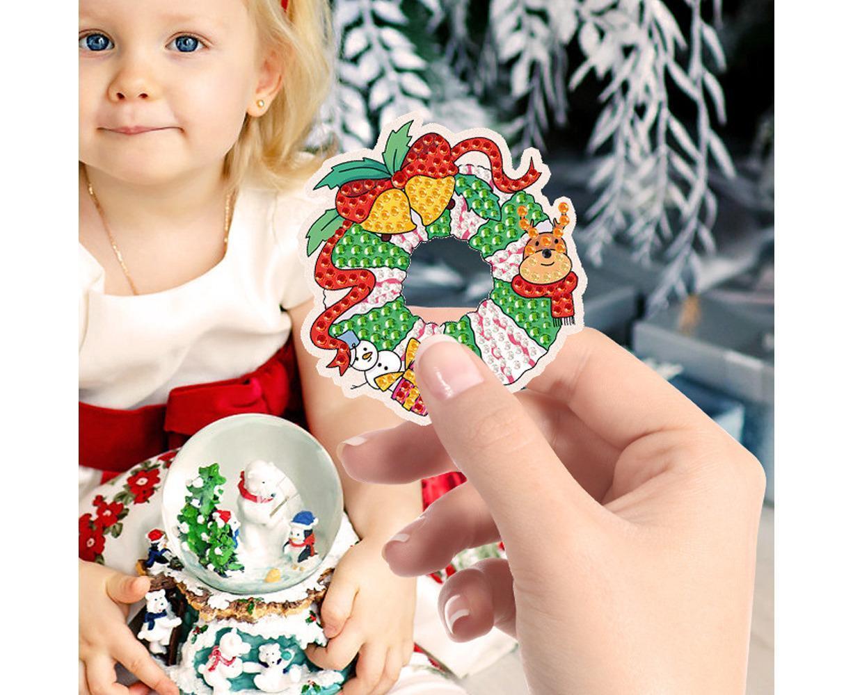 15Pcs Christmas Dot Drill Decorative Painting Keychain Decor DIY Crystal Key Ring Pendant Gift - Image 5