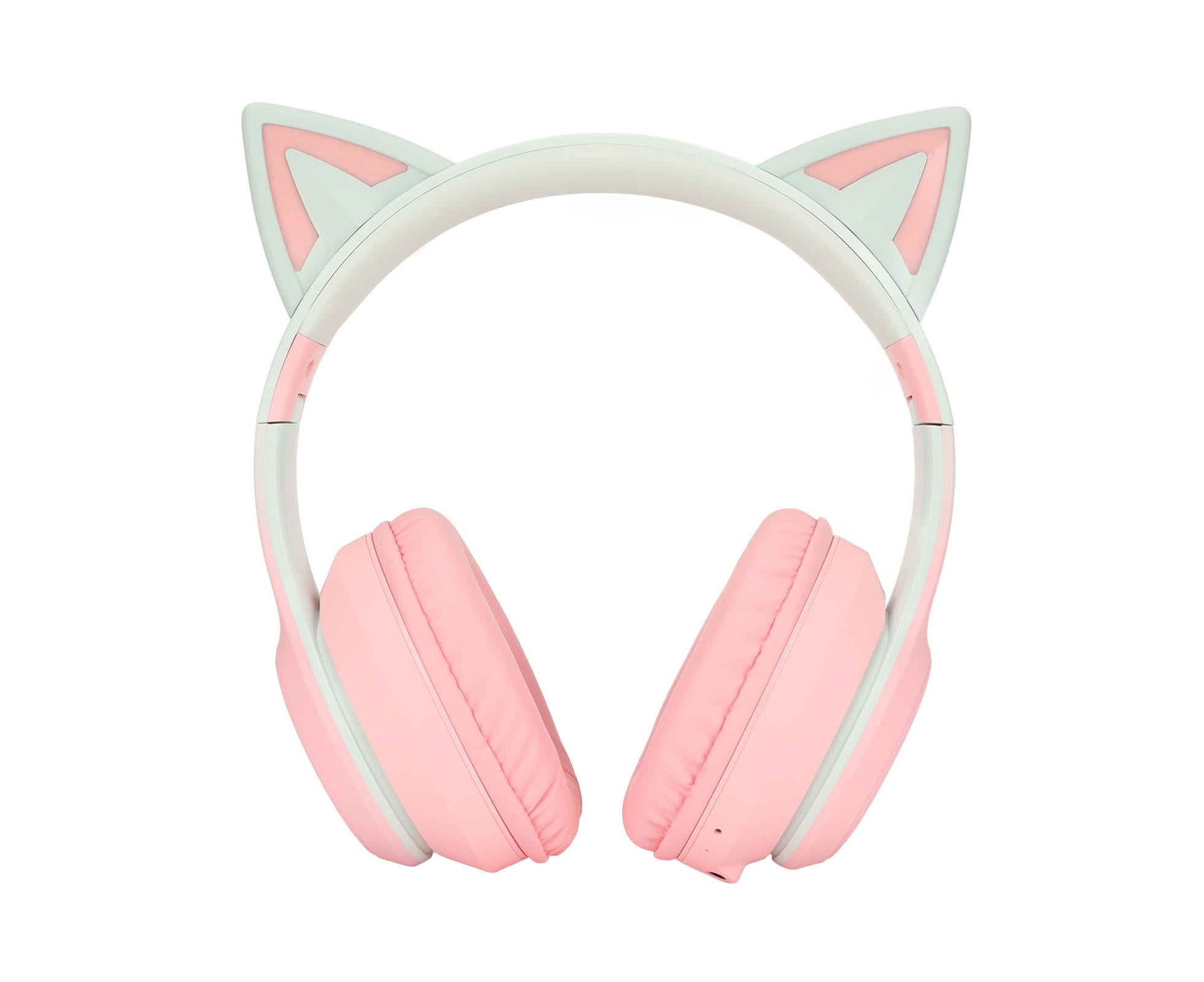 Cat Ear Bluetooth Gaming Headphones Wireless Foldable Music Headset with LED Light Detachable Microphone 3.5mm Cable Pink - Image 2