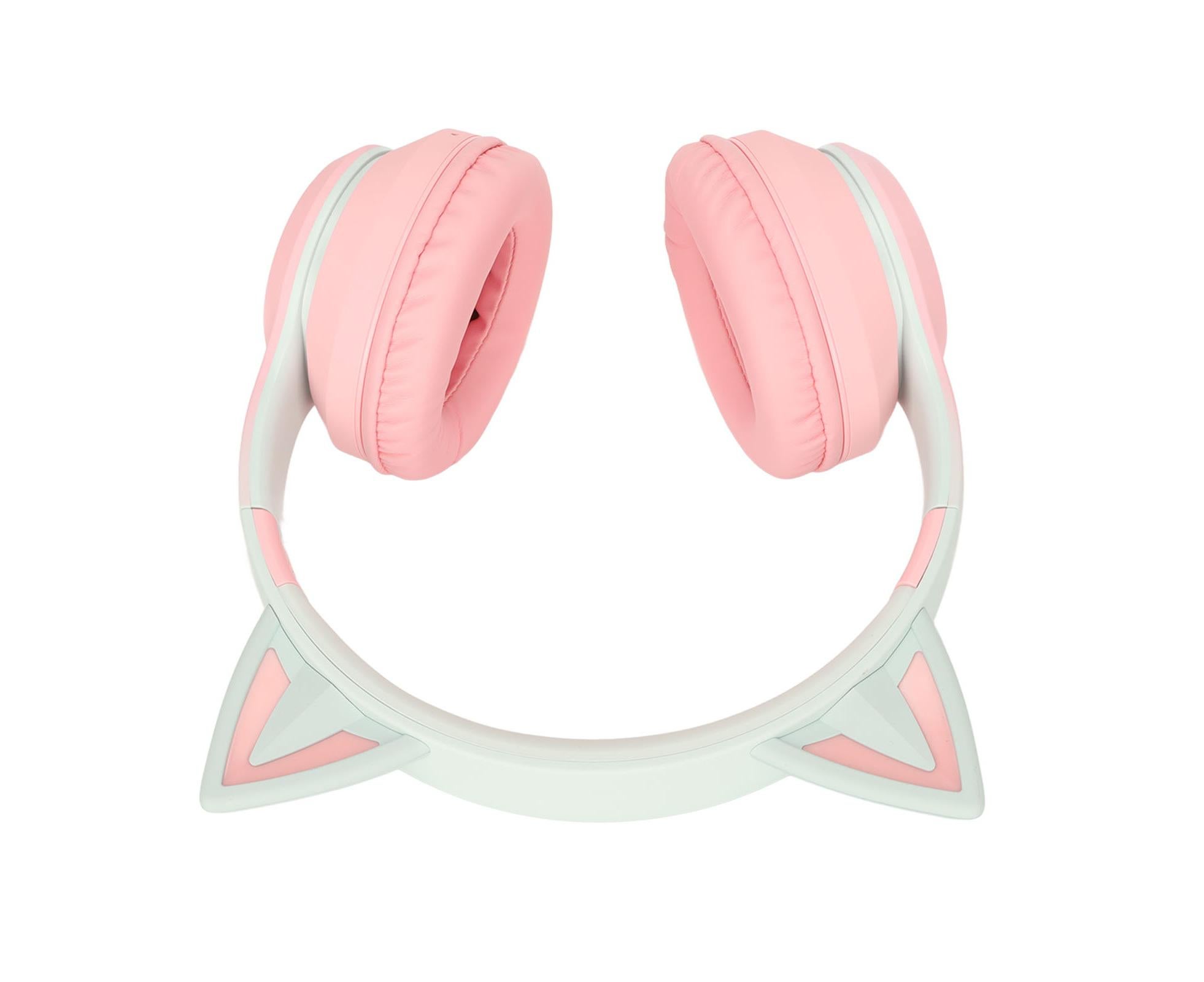 Cat Ear Bluetooth Gaming Headphones Wireless Foldable Music Headset with LED Light Detachable Microphone 3.5mm Cable Pink - Image 6