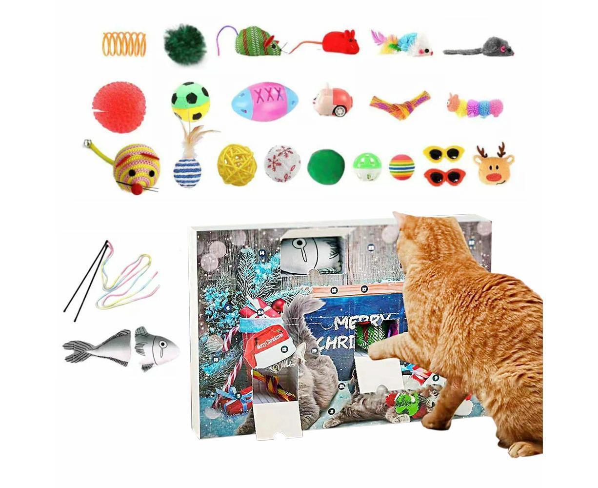 Cat Advent Calendar 2024 Christmas Countdown Calendar Xmas Gift for Kitten Toys 24Pcs - Image 1