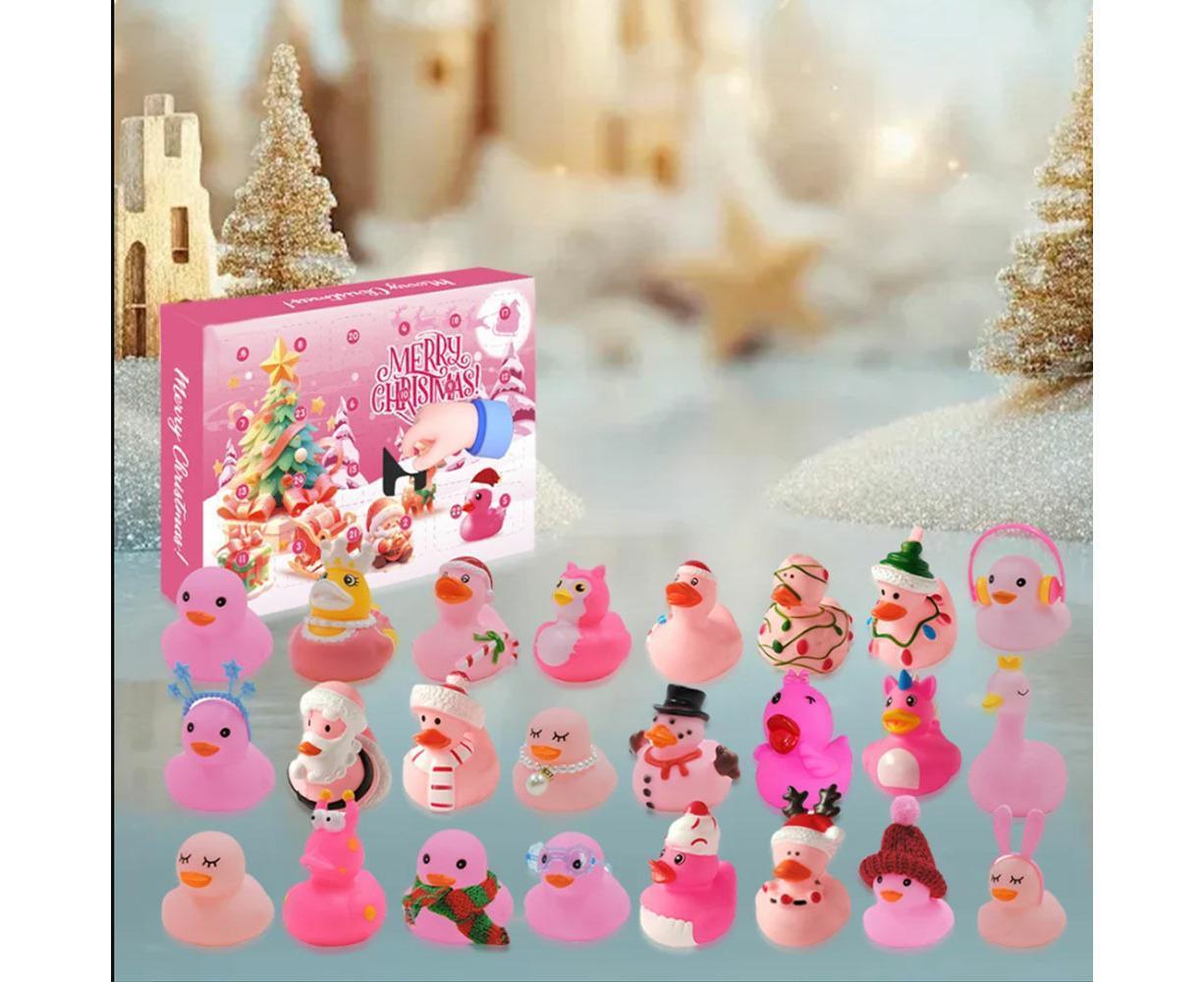 Christmas Advent Calendar 24Days Countdown Rubber Ducks Xmas Toys-Pink - Image 3
