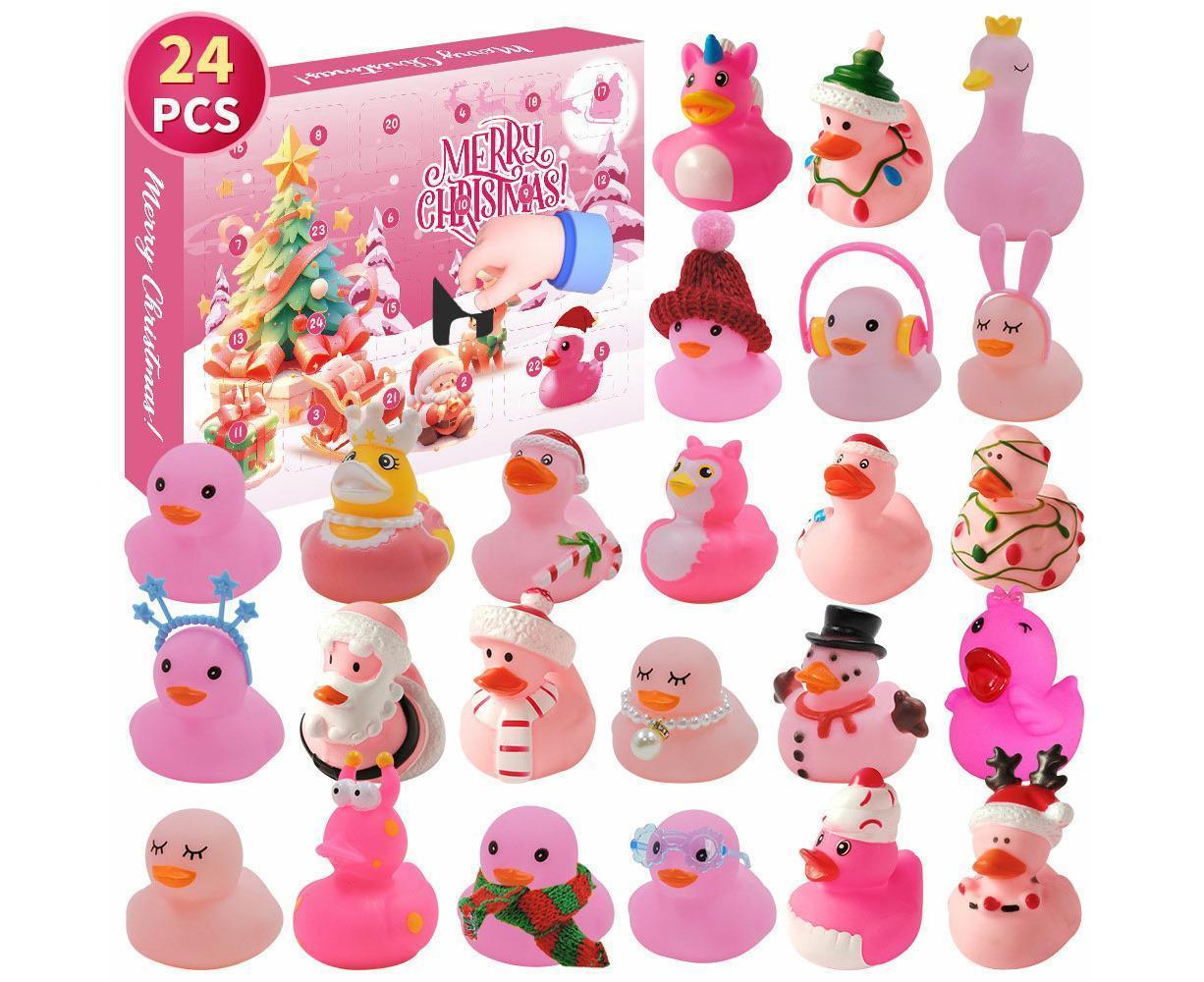 Christmas Advent Calendar 24Days Countdown Rubber Ducks Xmas Toys-Pink - Image 4
