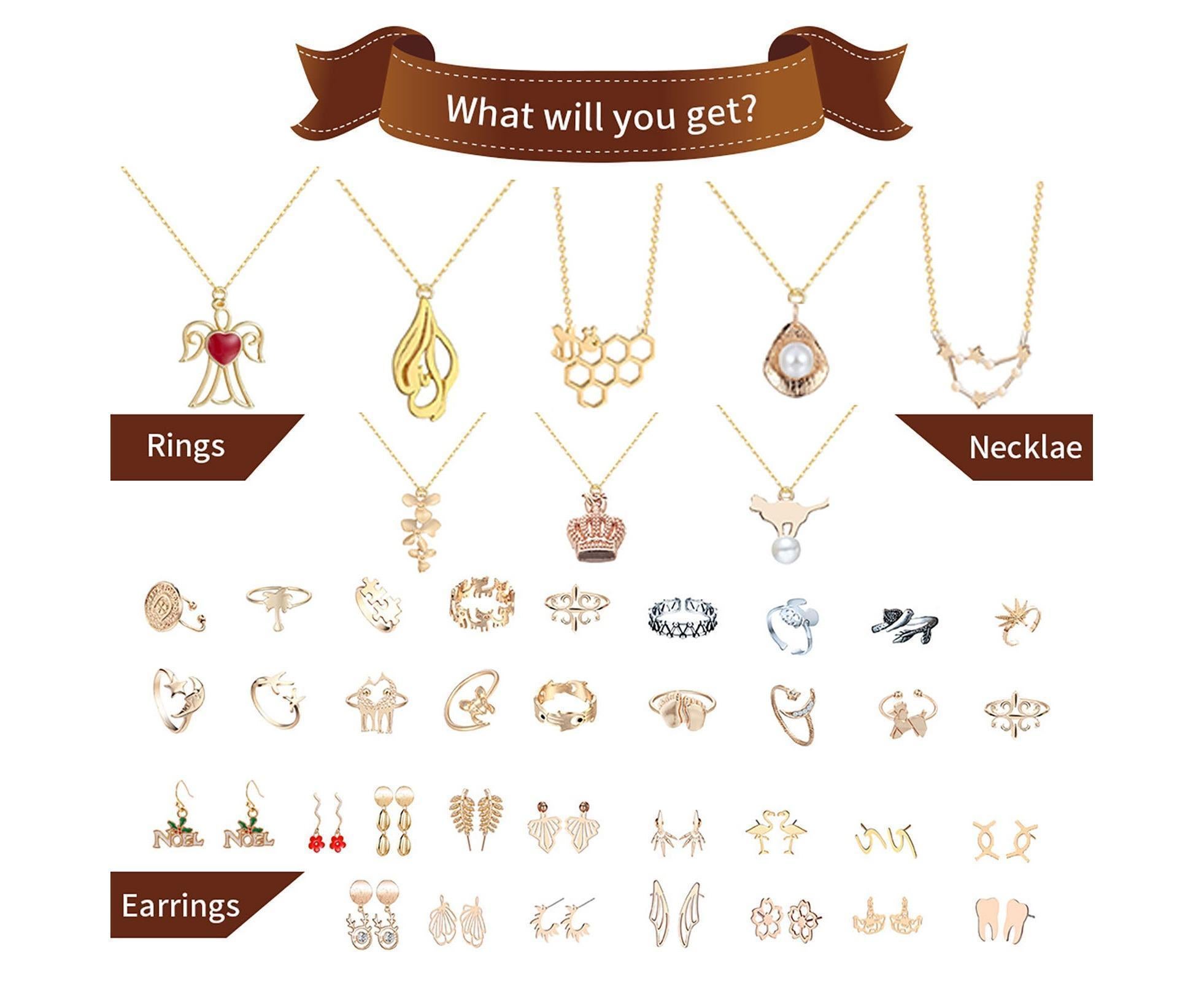 Christmas Advent Calendar Jewelry Box for Women Necklace Earring Finger Rings 24 Days Countdown Calendar New Year Xmas Gift - Image 3