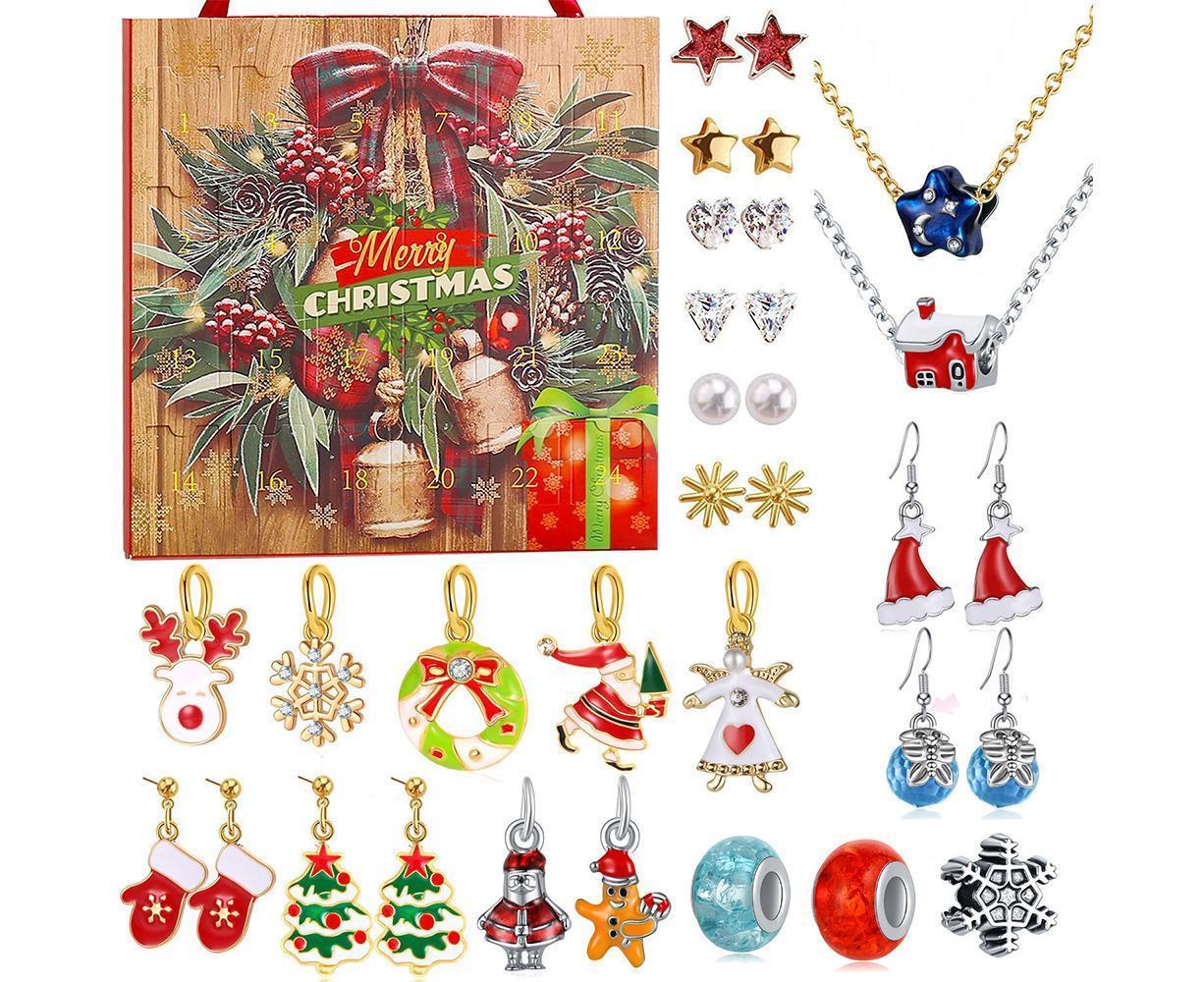 Christmas Necklace Stud Earrings Countdown Calendar - Image 1