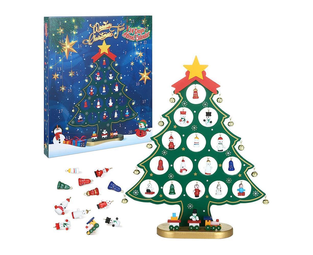 Christmas Tree Advent Calendar 24 Days Countdown to Christmas Tabletop Wooden Advent Calendar Tree - Image 1