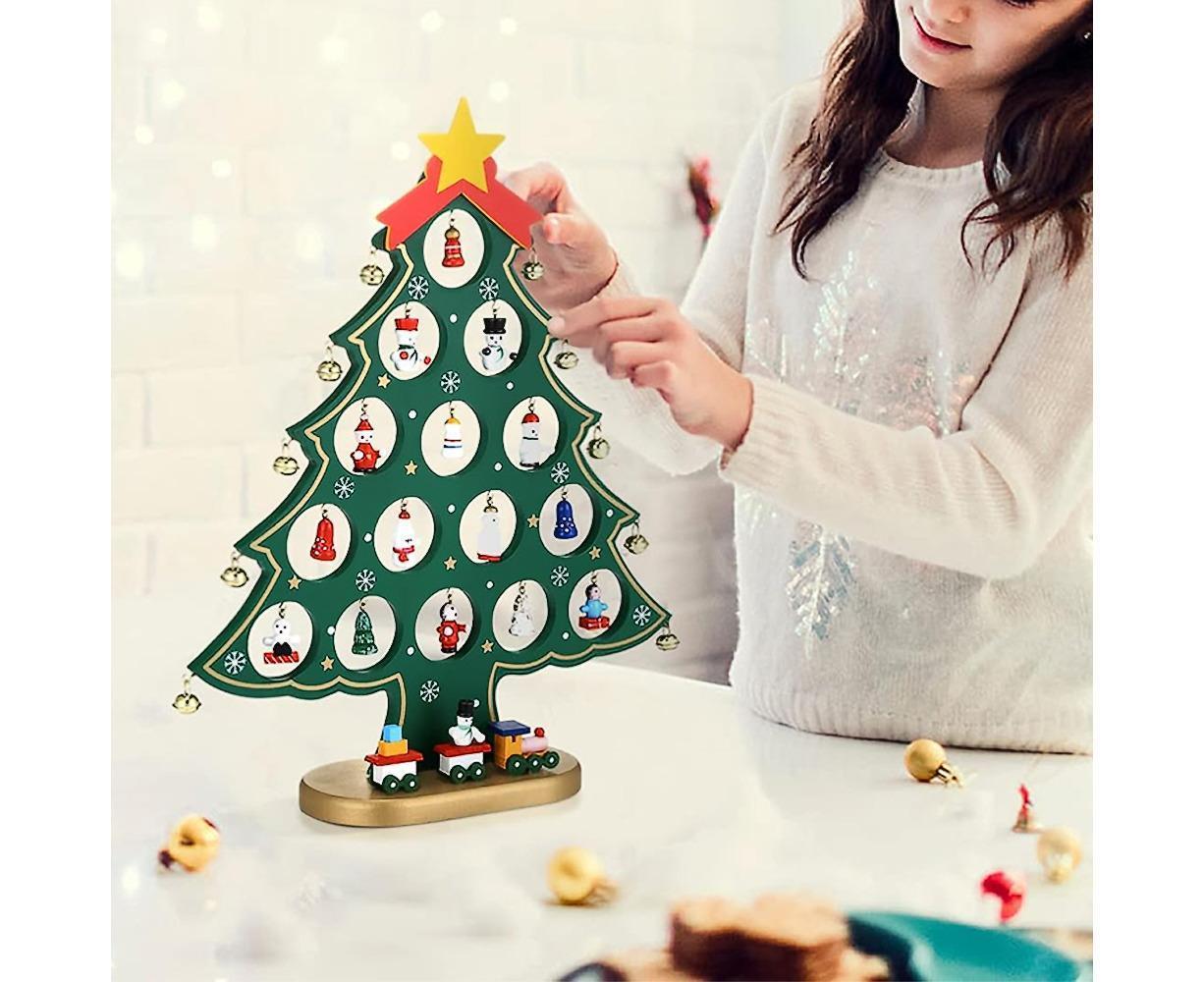 Christmas Tree Advent Calendar 24 Days Countdown to Christmas Tabletop Wooden Advent Calendar Tree - Image 3