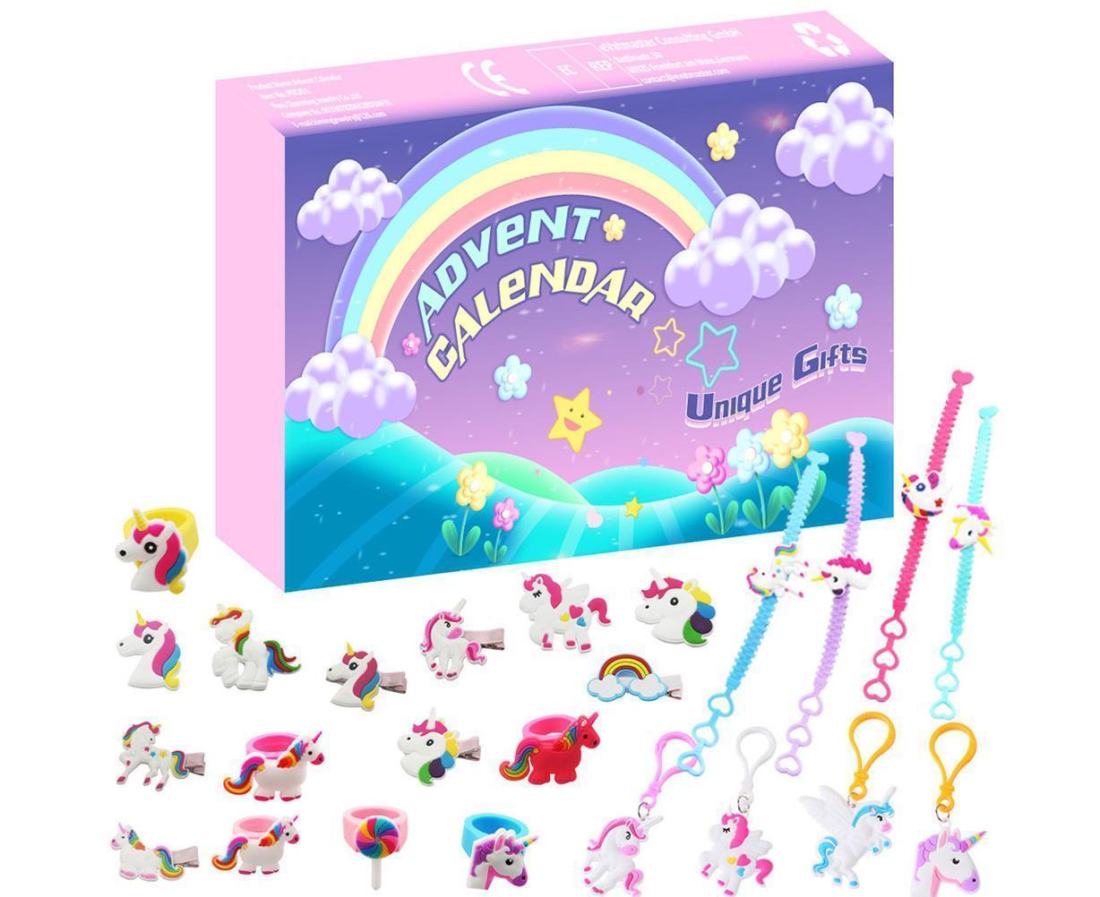 Christmas Countdown Calendar 24Pcs Hair Accessories Cartoon Hair Clips Bracelets Christmas Advent Calendar Party Favors Classroom Prizes - Image 1