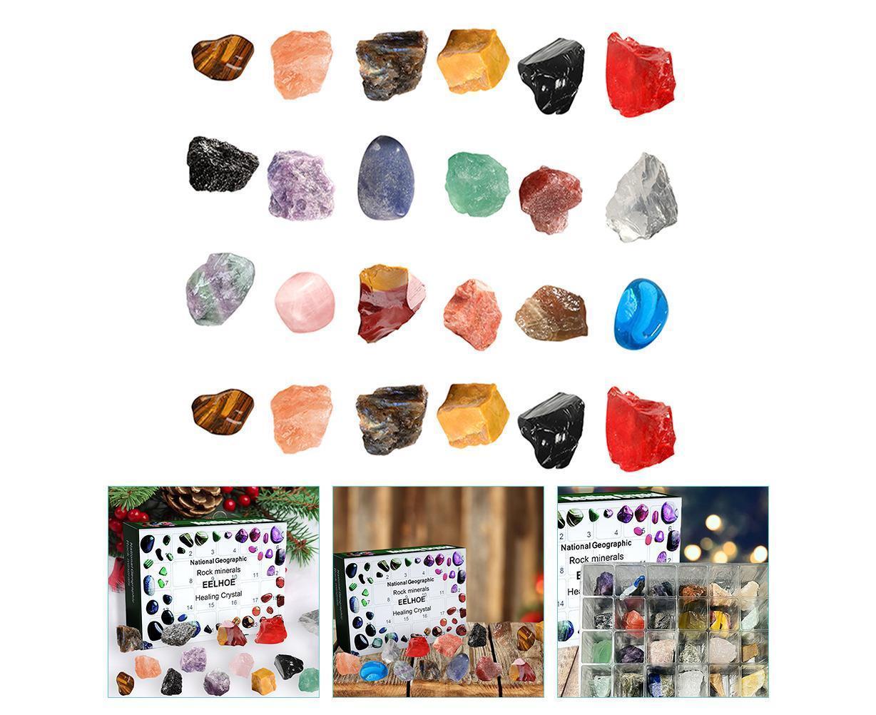 24pcs Christmas Count Down Stones Xmas Advent Calendar Minerals Festival Supplies - Image 7