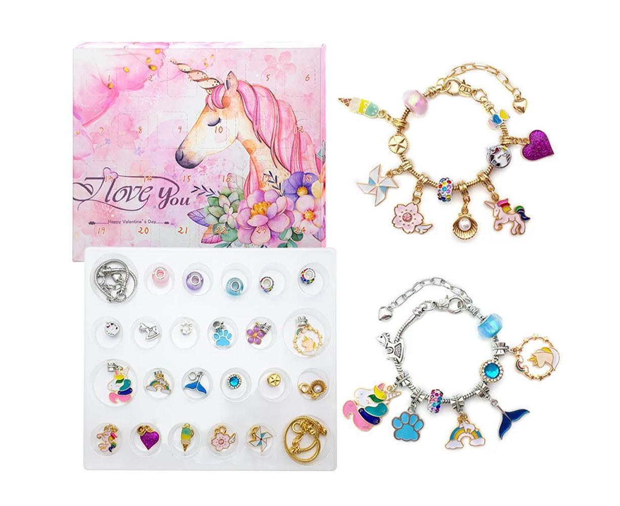 24pcs DIY Christmas Bracelet Advent Calendar Unicorn Christmas Charm Bracelet Set - Image 1