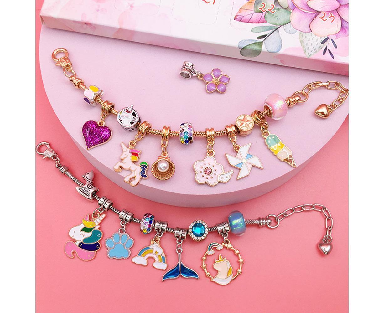 24pcs DIY Christmas Bracelet Advent Calendar Unicorn Christmas Charm Bracelet Set - Image 4