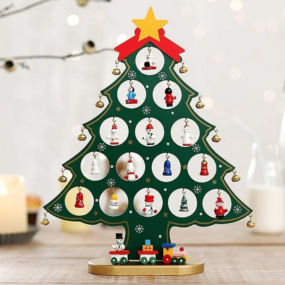 24 Days Advent Calendar Set Wooden Tabletop Christmas Tree with Christmas Tree Decorative Ornaments - Image 3