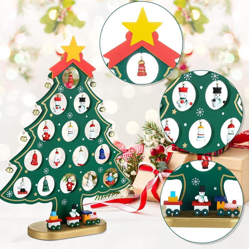 24 Days Advent Calendar Set Wooden Tabletop Christmas Tree with Christmas Tree Decorative Ornaments - Image 4