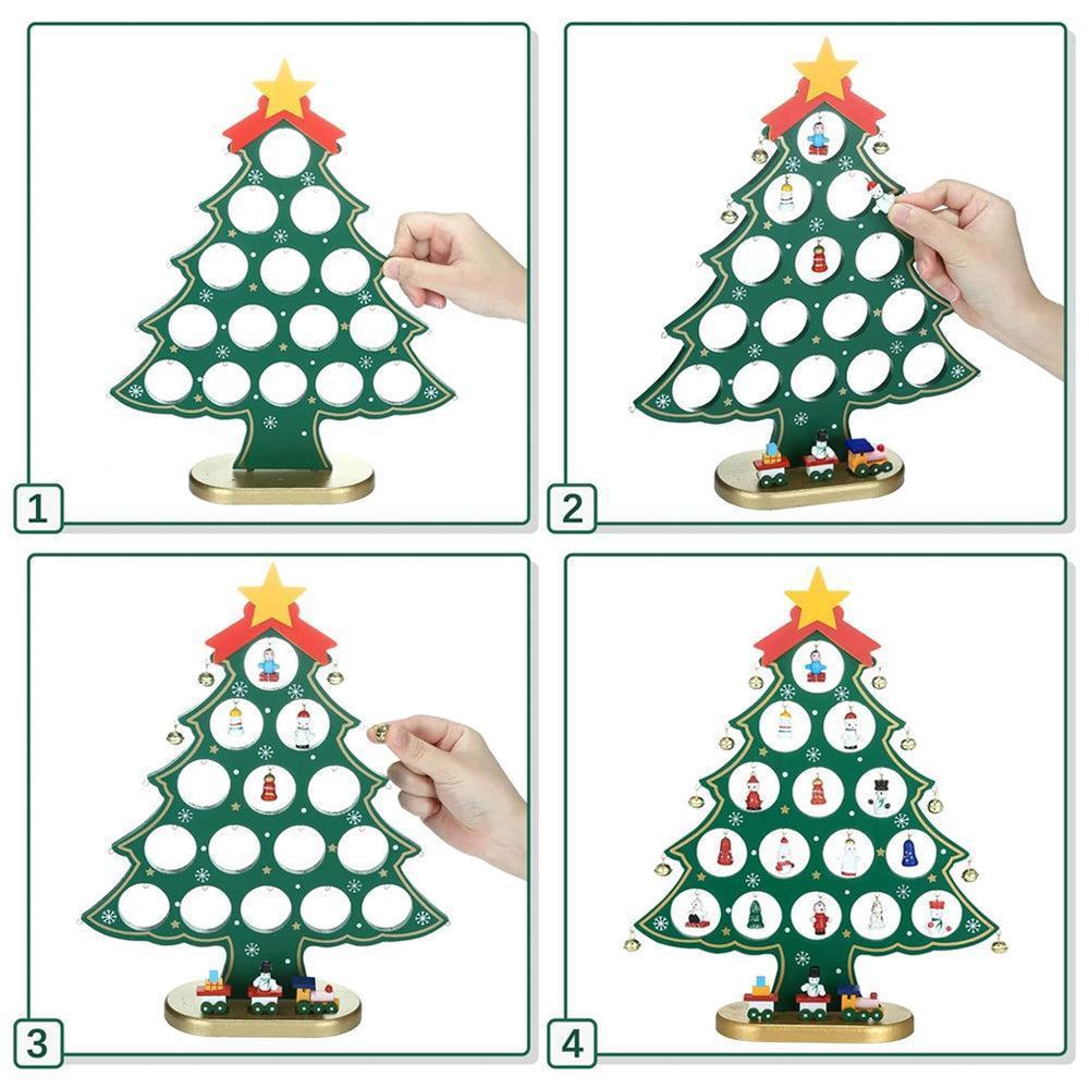 24 Days Advent Calendar Set Wooden Tabletop Christmas Tree with Christmas Tree Decorative Ornaments - Image 7