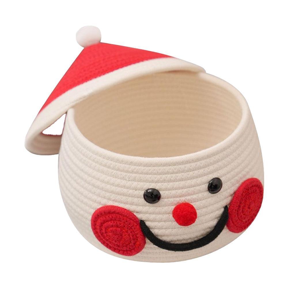 Cartoon Snowman Storage Basket Desktop Basket With Lids Organizing Basket Xmas Decor - Image 1