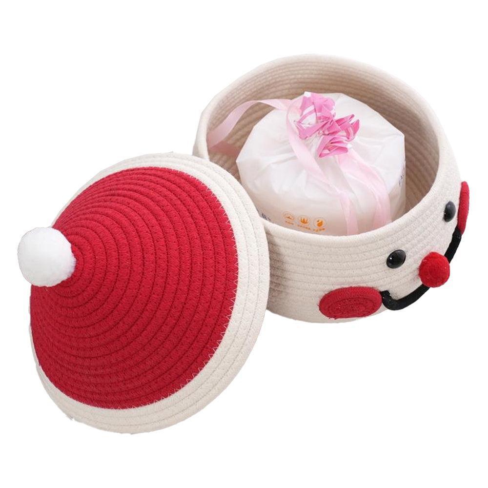 Cartoon Snowman Storage Basket Desktop Basket With Lids Organizing Basket Xmas Decor - Image 3