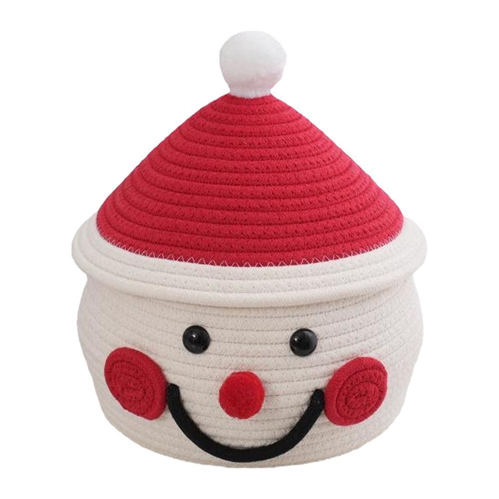 Cartoon Snowman Storage Basket Desktop Basket With Lids Organizing Basket Xmas Decor - Image 4