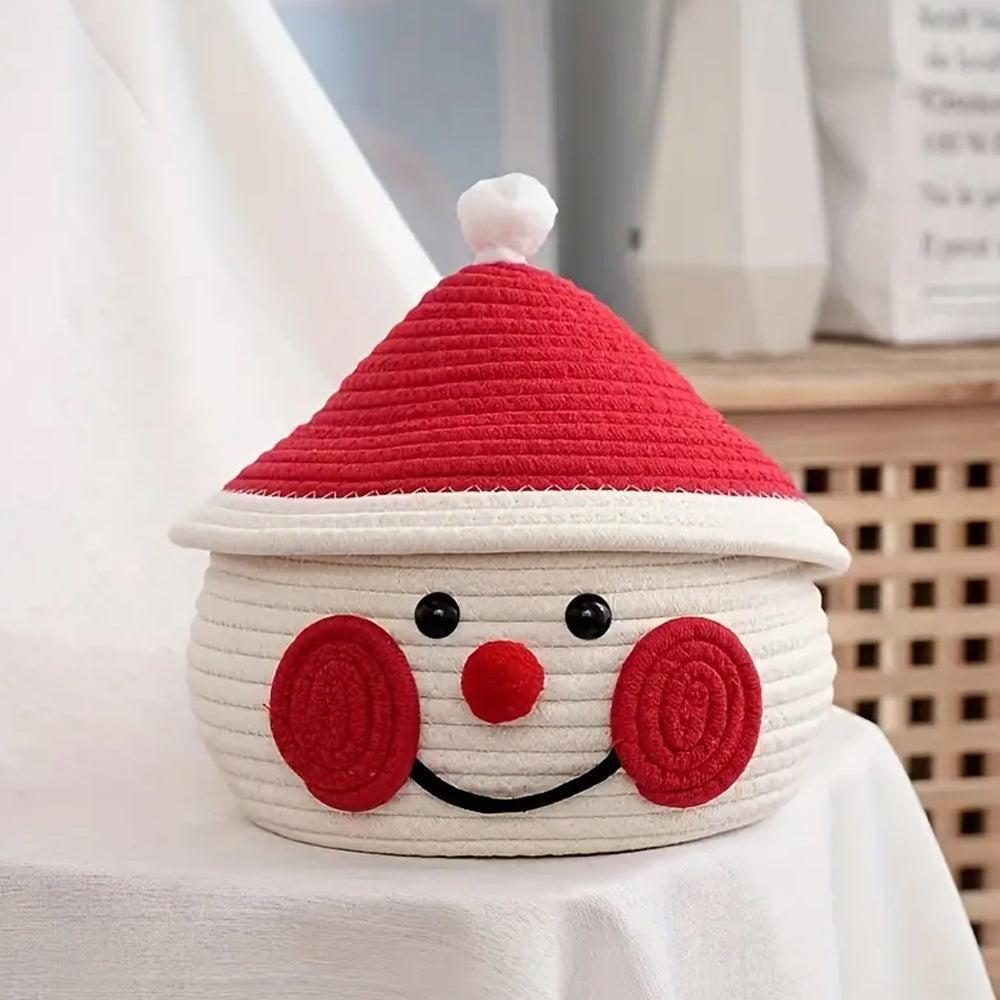 Cartoon Snowman Storage Basket Desktop Basket With Lids Organizing Basket Xmas Decor - Image 5