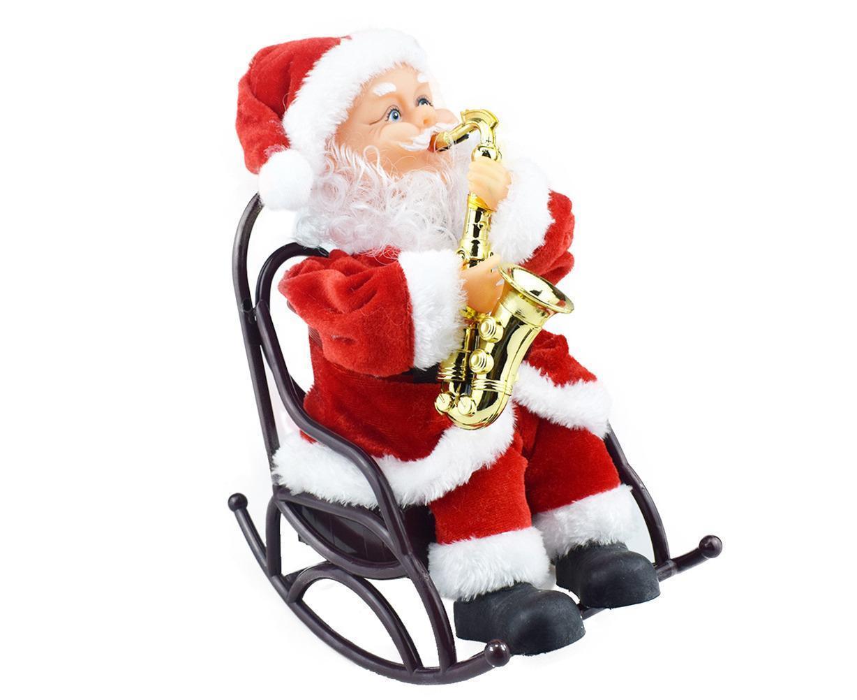 2024 Christmas Playing Saxophone Santa Claus in Chair with Music Electric Funny Santa Decoration Christmas Gifts - Image 1
