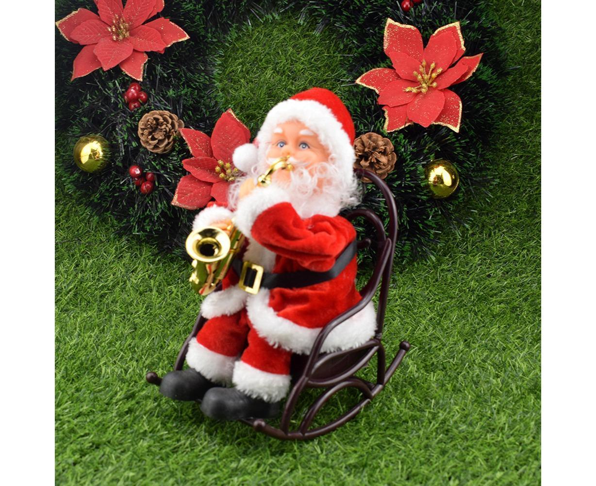 2024 Christmas Playing Saxophone Santa Claus in Chair with Music Electric Funny Santa Decoration Christmas Gifts - Image 3