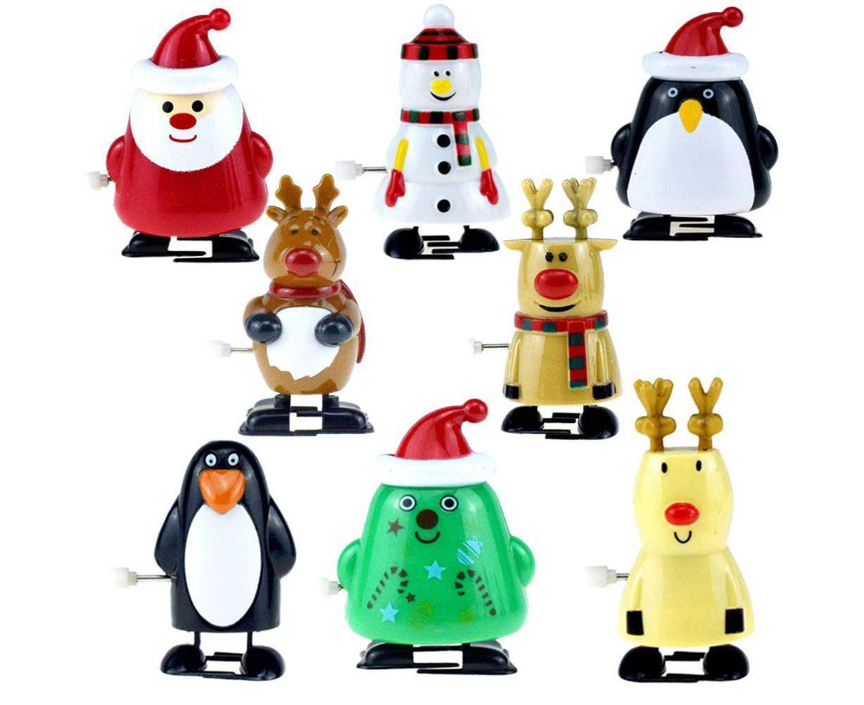 8pcs Christmas Wind Up Toys Penguin Christmas Tree Santa Claus Snowman Elk Clockwork Toys Figure Ornaments Party Supplies Favors - Image 1