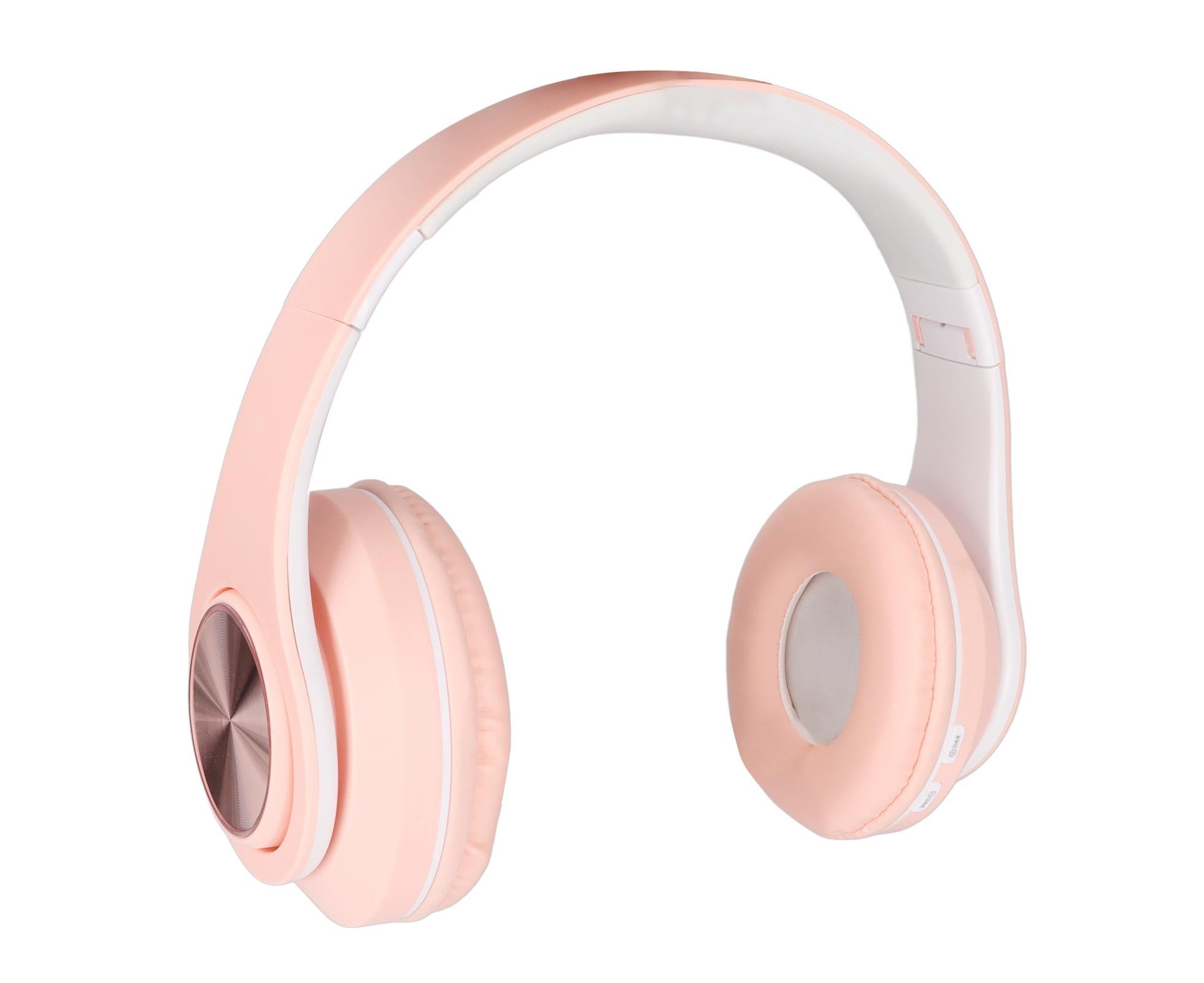 Bluetooth Headset Noise Reduction Foldable Over Ear Wireless Headphone with Colorful Light for Phone Laptop Pink - Image 1