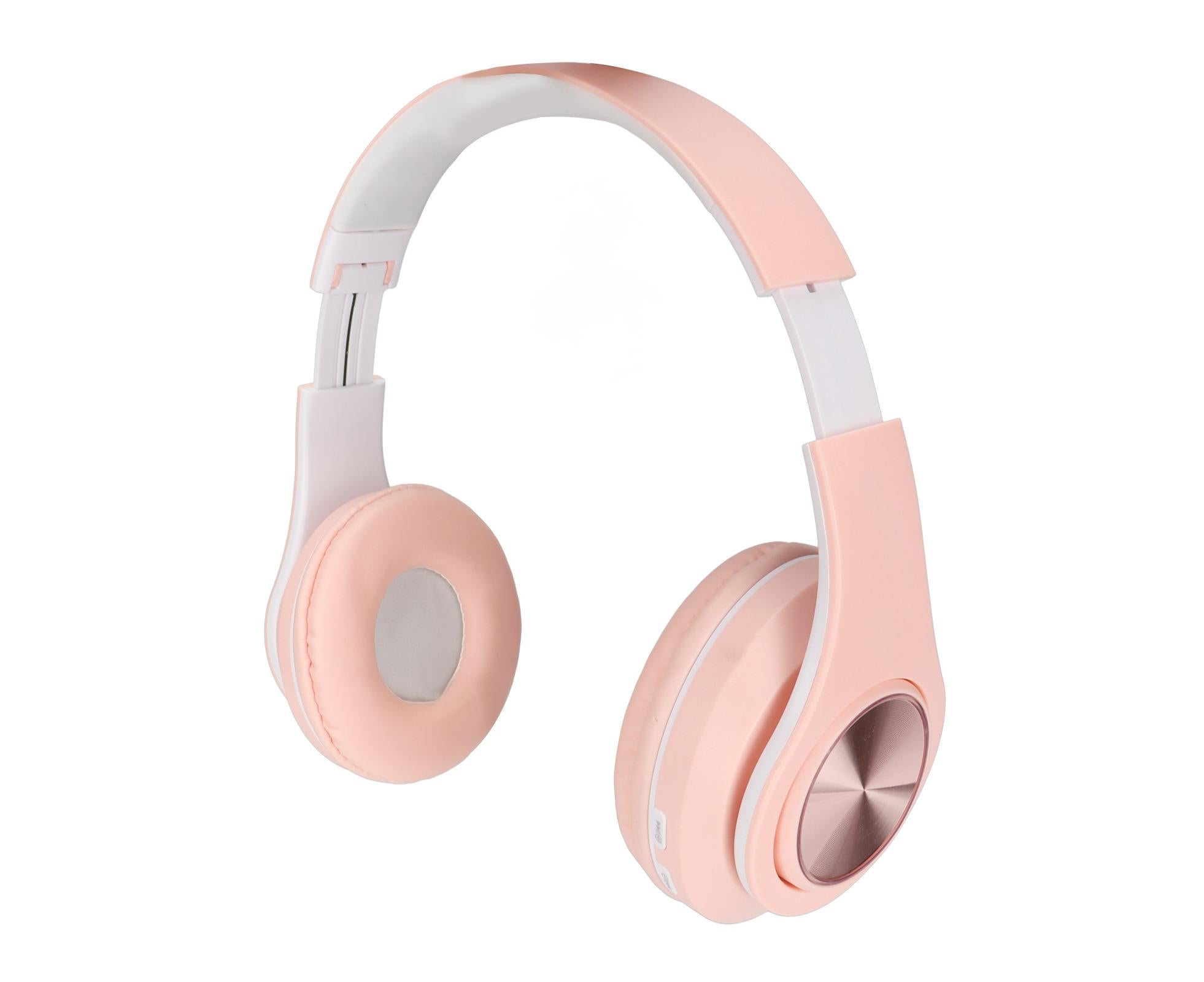 Bluetooth Headset Noise Reduction Foldable Over Ear Wireless Headphone with Colorful Light for Phone Laptop Pink - Image 2