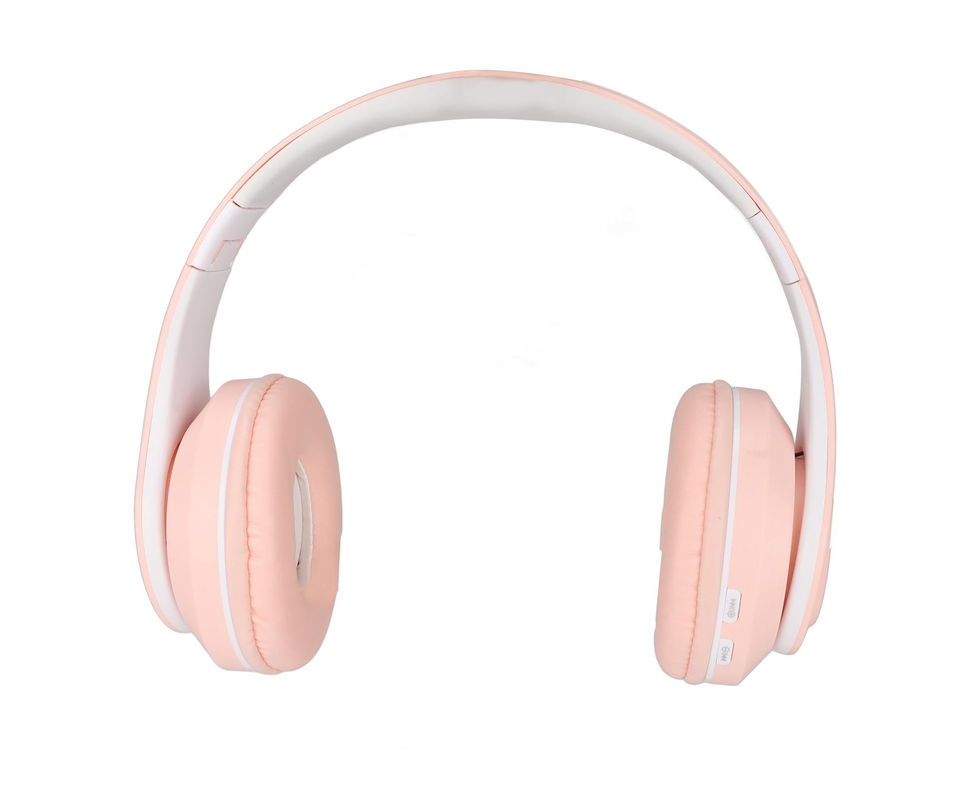 Bluetooth Headset Noise Reduction Foldable Over Ear Wireless Headphone with Colorful Light for Phone Laptop Pink - Image 3