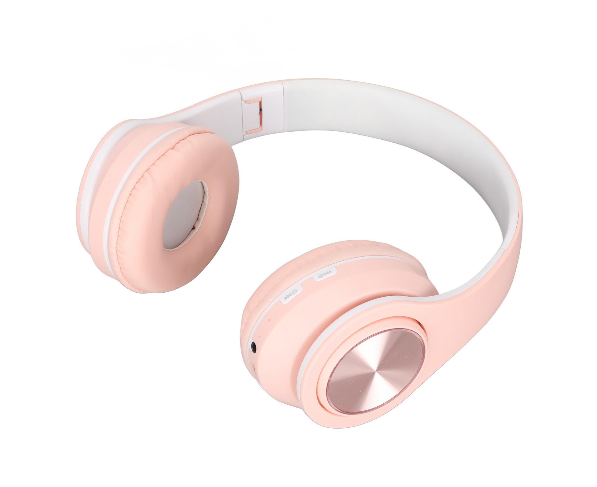Bluetooth Headset Noise Reduction Foldable Over Ear Wireless Headphone with Colorful Light for Phone Laptop Pink - Image 4